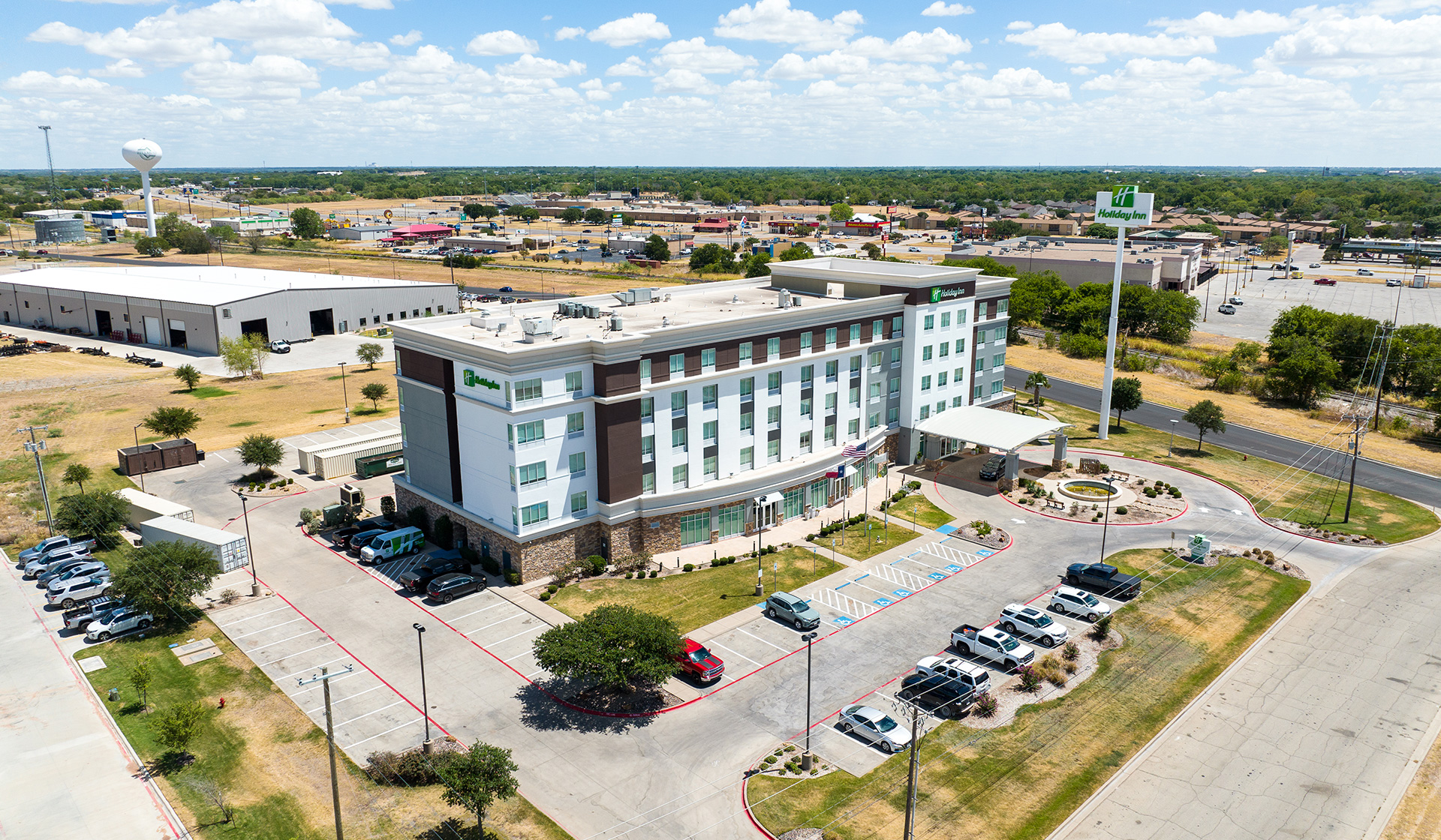 Exterior of Holiday Inn Waco Northwest at dusk